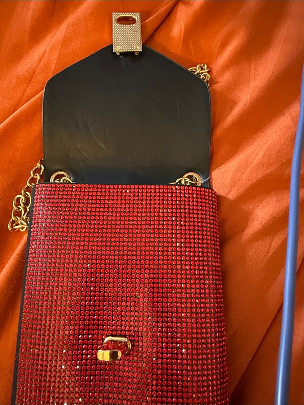 Jenni Red Crystal Chain Crossbody Purse with Gold Hardware - Picture 4 of 4